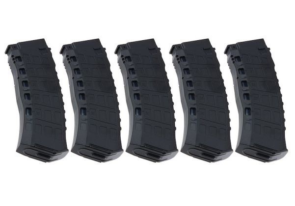 Arcturus AK12 マガジン (30/135 発、可変キャップ EMM エアソフト AEG マガジン) - ブラック (5 個 / 箱セット)-AIRSOFT GOGO エアガン・サバゲー用品通販