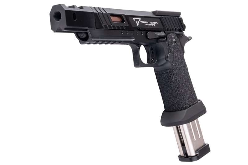 Army Armament JW3 TTI アルファ GBB エアソフト ピストル (CNC GBBスライド) ハンドメイド スティップリング グリップ付き - ブラック-AIRSOFT GOGO エアガン・サバゲー用品通販