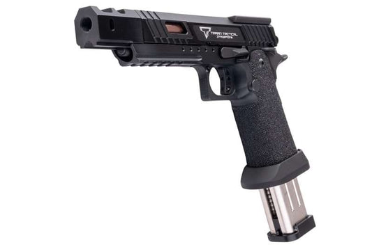 Army Armament JW3 TTI アルファ GBB エアソフト ピストル (CNC GBBスライド) ハンドメイド スティップリング グリップ付き - ブラック-AIRSOFT GOGO エアガン・サバゲー用品通販