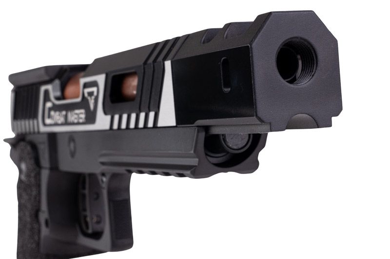 Army Armament JW3 TTI アルファ GBB エアソフト ピストル (CNC GBBスライド) ハンドメイド スティップリング グリップ付き - ツートン-AIRSOFT GOGO エアガン・サバゲー用品通販