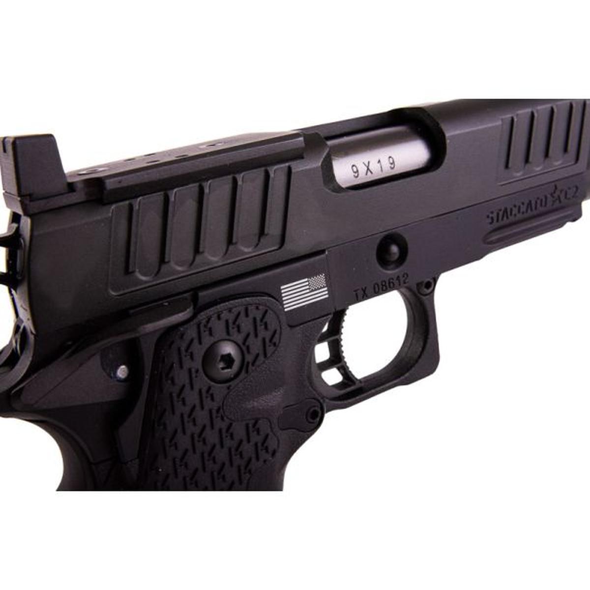 ARMY ARMAMENT スタッカート C2 2011 コンペンセイター付き ガス エアソフト ピストル - ブラック (R612-4)-AIRSOFT GOGO エアガン・サバゲー用品通販