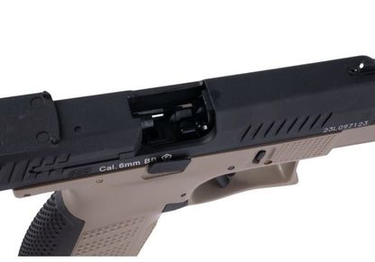 ASG CZ P-10C GBB ピストル エアソフト (CO2 バージョン、光学機器対応) - デュアル トーン ブラック/FDE-AIRSOFT GOGO エアガン・サバゲー用品通販