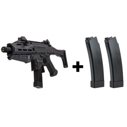 ASG CZ SCORPION EVO 3 ATEC エアソフト AEG ライフル - ブラック (2 つの追加マガジン付き)-AIRSOFT GOGO エアガン・サバゲー用品通販