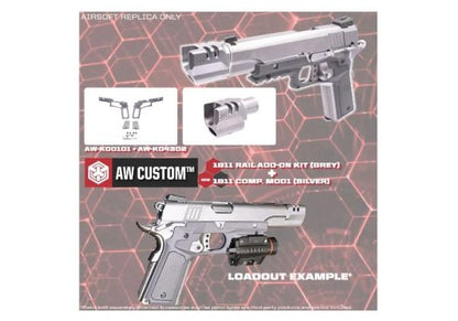 AW Custom 1911 レイルアドオンキット AW NEシリーズ / WE 1911シリーズ GBB用 (ノンレイルバージョン) - グレー-AIRSOFT GOGO エアガン・サバゲー用品通販