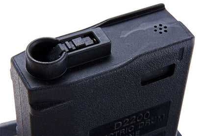 BATTLEAXE M4 / M16 エアソフト AEG ドラムマガジン (装弾数 2,200発、サウンドコントロール) - ブラック (タイプ 1)-AIRSOFT GOGO エアガン・サバゲー用品通販
