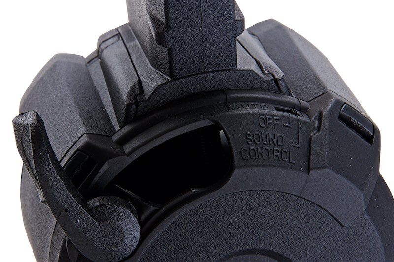 BATTLEAXE M4 / M16 エアソフト AEG ドラムマガジン (装弾数 2,200発、サウンドコントロール) - ブラック (タイプ 1)-AIRSOFT GOGO エアガン・サバゲー用品通販