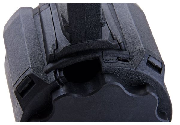 BATTLEAXE M4 / M16 エアソフト AEG ドラムマガジン (装弾数 2,200発、サウンドコントロール) - ブラック (タイプ 2)-AIRSOFT GOGO エアガン・サバゲー用品通販