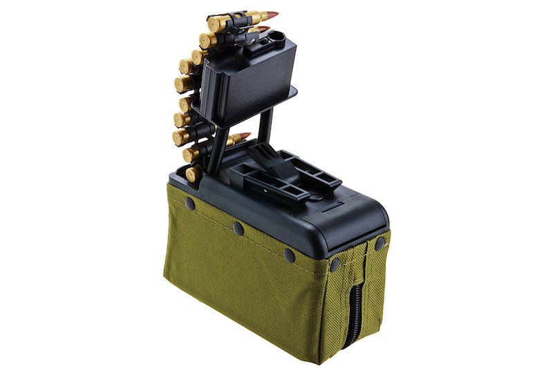 BATTLEAXE x T8 A&K M249 AEG ドラムマガジン (2000発、サウンドコントロール、タービンシステム) - レンジャーグリーン-AIRSOFT GOGO エアガン・サバゲー用品通販