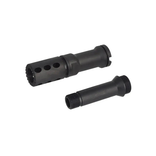 BBT Tactical スチール製 フラッシュハイダー/アウターバレル VFC M249 GBB対応( BBT-M249-002 )- ブラック-AIRSOFT GOGO エアガン・サバゲー用品通販