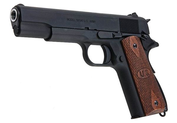 Cybergun AO 1911 GBB エアソフトピストル（マットブラック、ウッドグリップ）-AIRSOFT GOGO エアガン・サバゲー用品通販