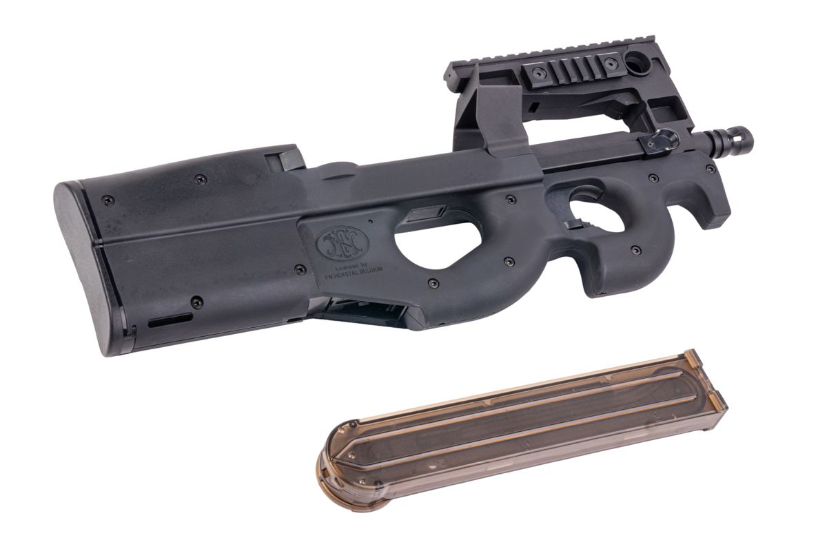 Cybergun FNライセンス取得 P90 タクティカルエアソフトAEGライフル - ブラック（KING ARMS製）-AIRSOFT GOGO エアガン・サバゲー用品通販