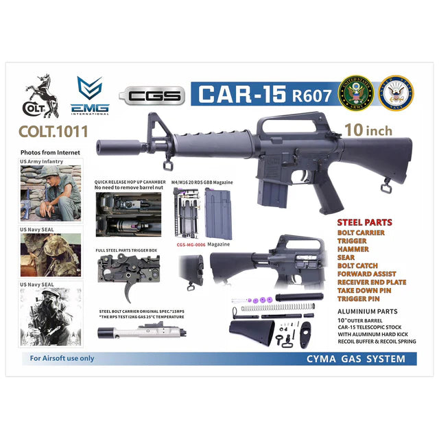 CYMA CGS COLT M607 CAR-15 SMG GBB Airsoft ( COLT.1011 )-AIRSOFT GOGO エアガン・サバゲー用品通販