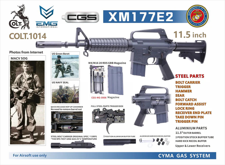 CYMA CGS COLT M629 XM177E2 GBB Airsoft ( COLT.1014 )-AIRSOFT GOGO エアガン・サバゲー用品通販