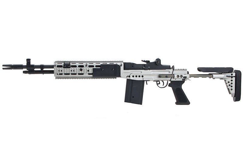 CYMA M14 EBR AEG 強化型バトルエアソフトライフル - 銀(ぎん)（メタル）（CM032G-SV）-AIRSOFT GOGO エアガン・サバゲー用品通販