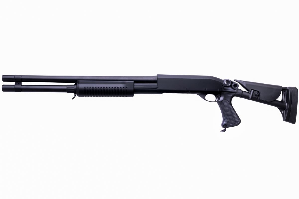 CYMA M870 3ラウンドバースト マルチショット シェルローディング エアソフト ショットガン (格納式ストック)(CM353L)-AIRSOFT GOGO エアガン・サバゲー用品通販
