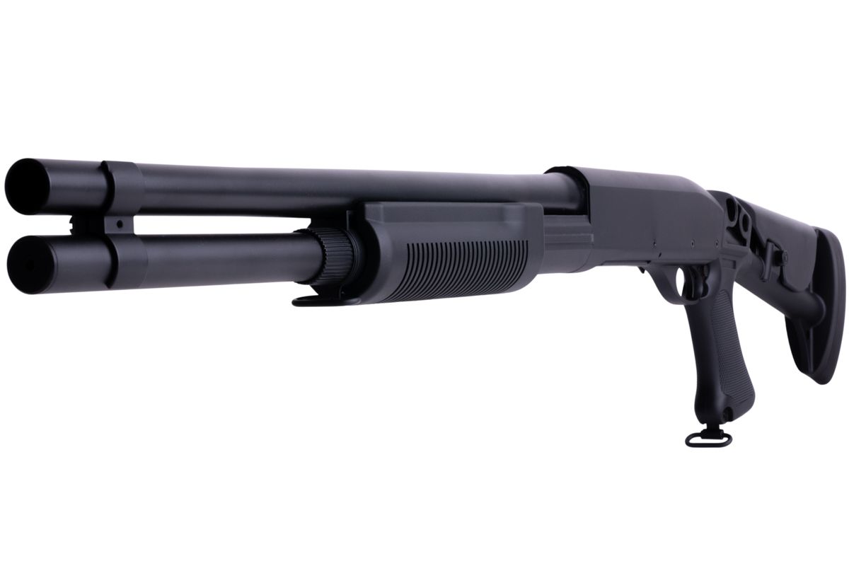 CYMA M870 3ラウンドバースト マルチショット シェルローディング エアソフト ショットガン (格納式ストック)(CM353L)-AIRSOFT GOGO エアガン・サバゲー用品通販