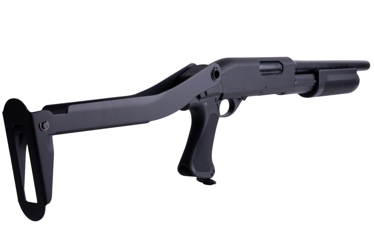 CYMA M870 3ラウンドバースト マルチショット シェルローディング エアソフト ショットガン (折りたたみ式ストック CQB)(CM352)-AIRSOFT GOGO エアガン・サバゲー用品通販