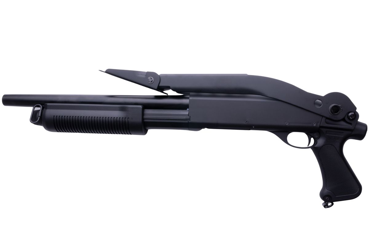CYMA M870 3ラウンドバースト マルチショット シェルローディング エアソフト ショットガン (折りたたみ式ストック CQB)(CM352)-AIRSOFT GOGO エアガン・サバゲー用品通販