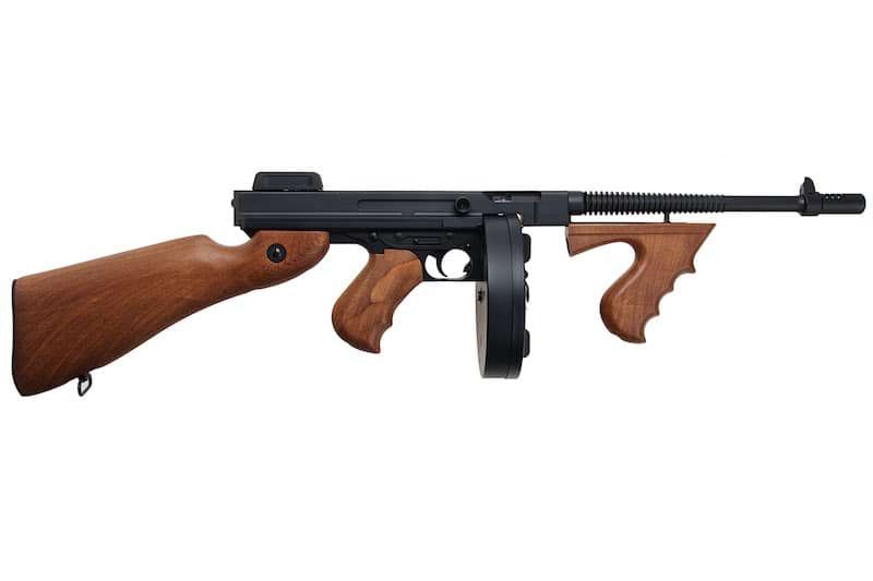 CYMA トンプソン M1928A1 エアソフト SMG AEG (ブラック、イミテーションウッド)(CM051)-AIRSOFT GOGO エアガン・サバゲー用品通販