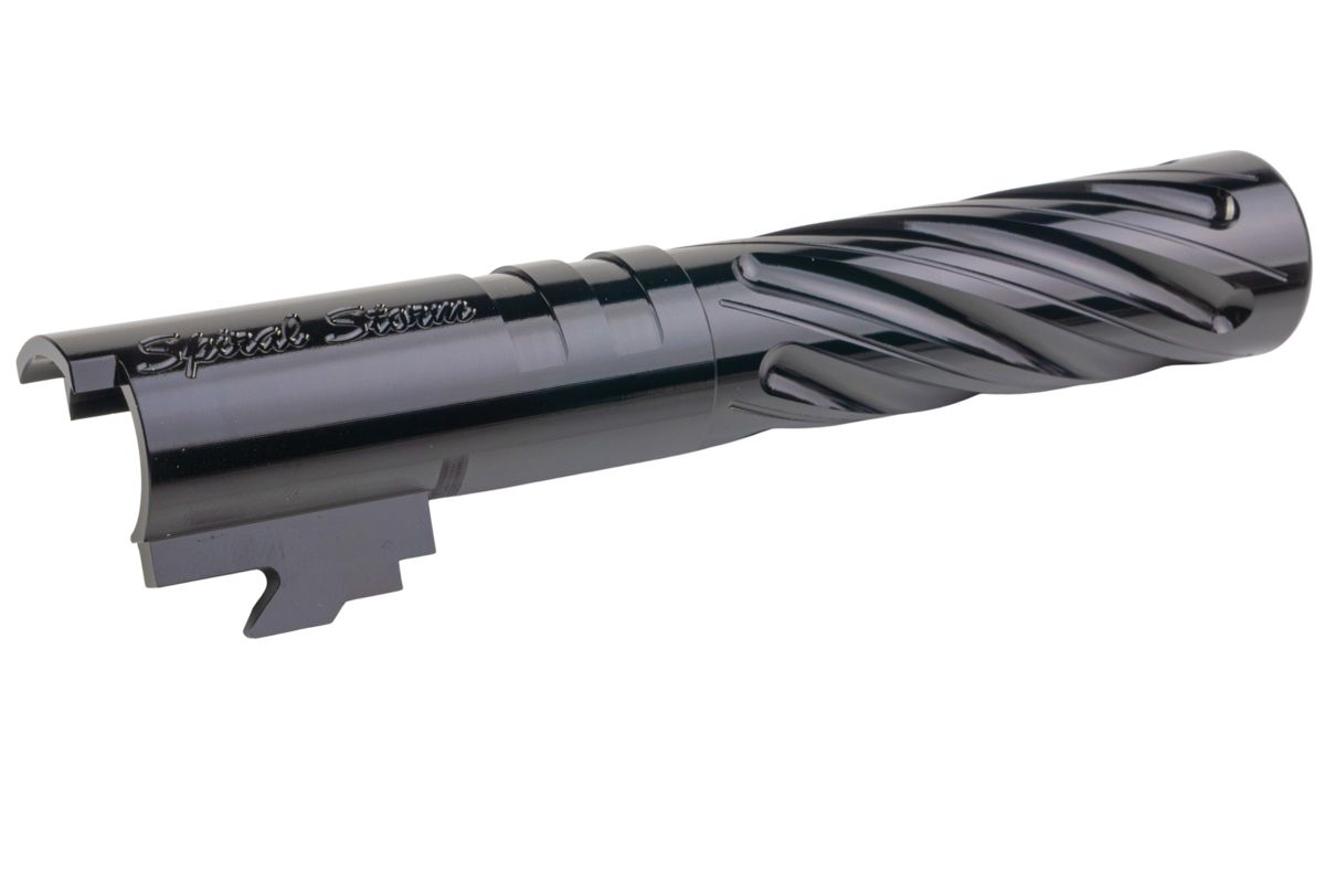 Dr. Black Hi-Capa 4.3 GBB用アウターバレル（タイプ：スパイラルストーム、6063アルミニウム / アルミ製、ブラック）-AIRSOFT GOGO エアガン・サバゲー用品通販