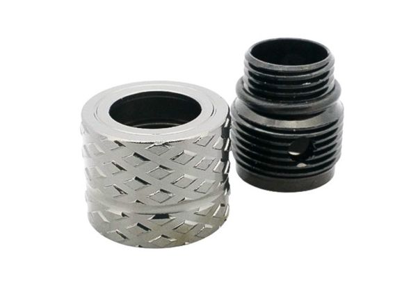Dr. Black ス赤アダプターー タイプB (グレー、アルミニウム / アルミ) - 11mm CW から 14mm CCW-AIRSOFT GOGO エアガン・サバゲー用品通販