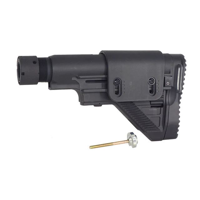 E&C G28スタイル 伸縮式ストック（チューブ付き）G28 AEGエアソフトガン用（EC-MP1044) - ブラック-AIRSOFT GOGO エアガン・サバゲー用品通販