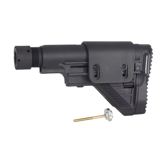 E&C G28スタイル 伸縮式ストック（チューブ付き）G28 AEGエアソフトガン用（EC-MP1044) - ブラック-AIRSOFT GOGO エアガン・サバゲー用品通販