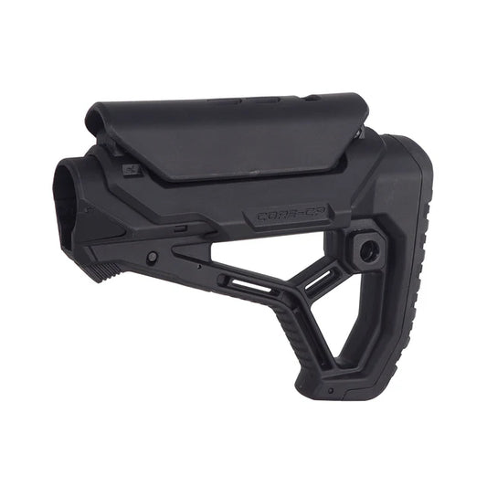 E&C GL-CORE CPスタイル AR/M4エアソフトガン用リトラクタブルストック (EC-MP185) - ブラック-AIRSOFT GOGO エアガン・サバゲー用品通販