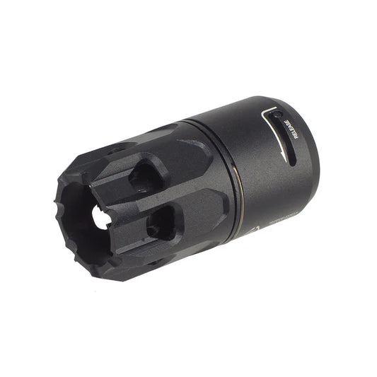 E&C King Comp エアソフト フラッシュ ハイダー 14mm 用 ダイバーター付き (EC-MP249) - ブラック-AIRSOFT GOGO エアガン・サバゲー用品通販