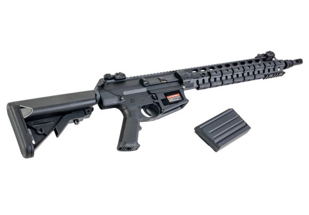 E&C LaRue SR25 OBR DMR エアソフト電動ライフル（EC909 QC 2.0(機械の)メカボックス搭載） - ブラック-AIRSOFT GOGO エアガン・サバゲー用品通販