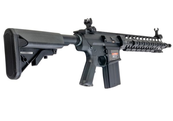 E&C LaRue SR25 OBR DMR エアソフト電動ライフル（EC909 QC 2.0(機械の)メカボックス搭載） - ブラック-AIRSOFT GOGO エアガン・サバゲー用品通販