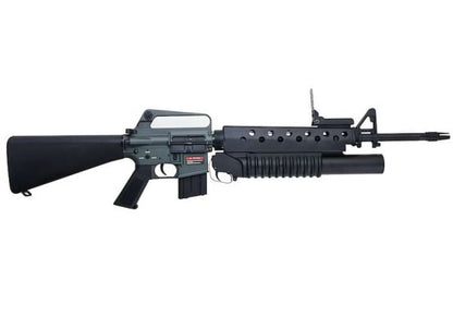 E&C M16A1 エアソフト電動ライフル（M203ガスグレネードランチャー付き）EC703（QD 1.5(機械の)メカボックス、ブランクマーキング） - ブラック-AIRSOFT GOGO エアガン・サバゲー用品通販