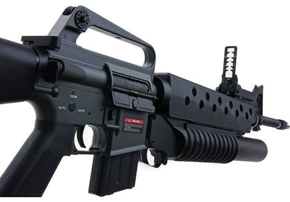 E&C M16A1 エアソフト電動ライフル（M203ガスグレネードランチャー付き）EC703（QD 1.5(機械の)メカボックス、ブランクマーキング） - ブラック-AIRSOFT GOGO エアガン・サバゲー用品通販