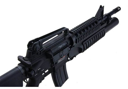 E&C M4 RIS エアソフト電動ライフル（M203ガスグレネードランチャー付き）EC707（QD 1.5(機械の)メカボックス、ブランクマーキング） - ブラック-AIRSOFT GOGO エアガン・サバゲー用品通販