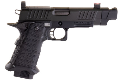 EMG 6mm Pro Shop Staccato C2 2011 コンペンセイター付きガス式エアソフトピストル - BK (R612-4) (Army X T8 アップグレード版)-AIRSOFT GOGO エアガン・サバゲー用品通販