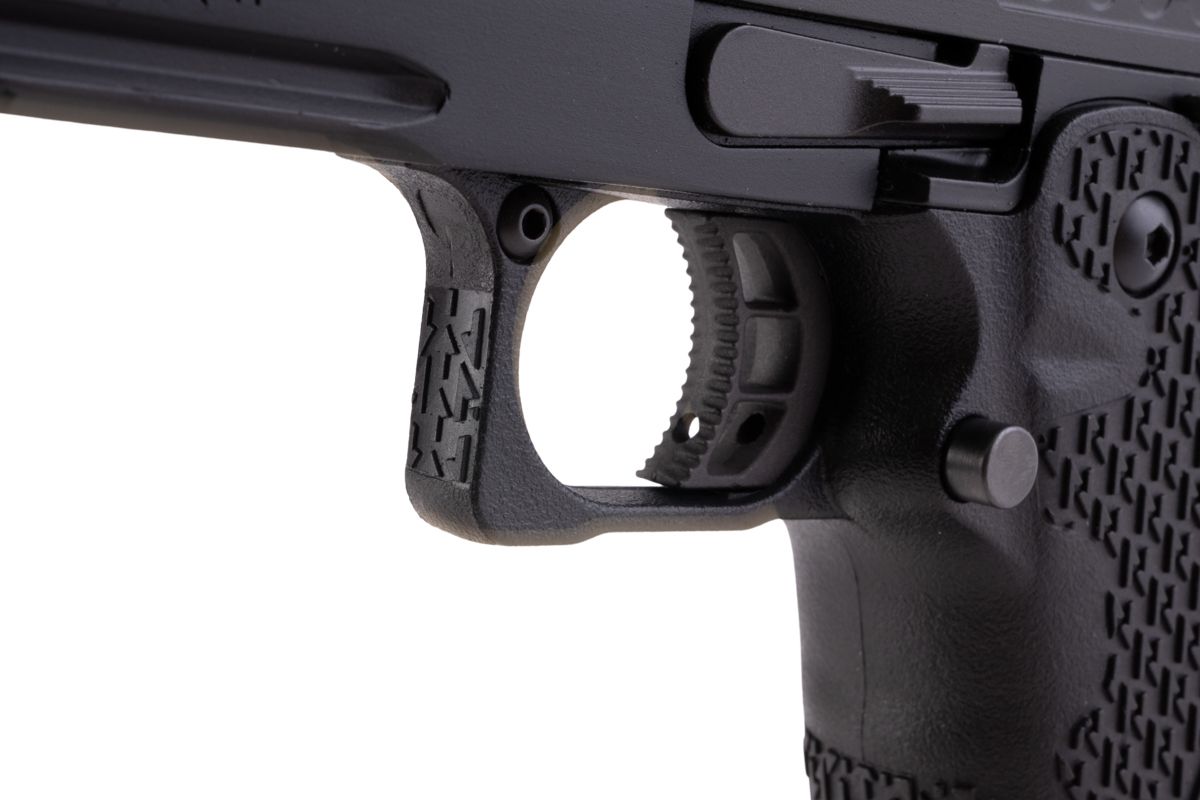 EMG 6mm Pro Shop Staccato C2 2011 コンペンセイター付きガス式エアソフトピストル - BK (R612-4) (Army X T8 アップグレード版)-AIRSOFT GOGO エアガン・サバゲー用品通販