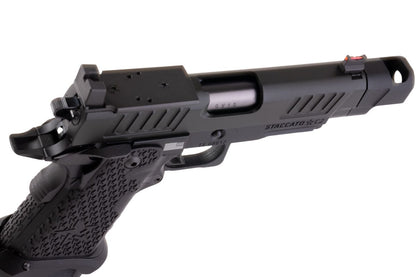 EMG 6mm Pro Shop Staccato C2 2011 コンペンセイター付きガス式エアソフトピストル - BK (R612-4) (Army X T8 アップグレード版)-AIRSOFT GOGO エアガン・サバゲー用品通販