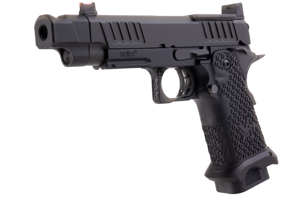 EMG 6mm Pro Shop Staccato C2 2011 コンペンセイター付きガス式エアソフトピストル - BK (R612-4) (Army X T8 アップグレード版)-AIRSOFT GOGO エアガン・サバゲー用品通販