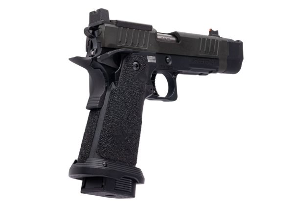 EMG 6mm Pro Shop Staccato P w/ Comp SOC GBBピストル（ハンドメイドスティップリンググリップ付き） - BK（Army Armament製）-AIRSOFT GOGO エアガン・サバゲー用品通販