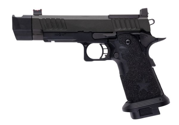EMG 6mm Pro Shop Staccato P w/ Comp SOC GBBピストル（ハンドメイドスティップリンググリップ付き） - BK（Army Armament製）-AIRSOFT GOGO エアガン・サバゲー用品通販