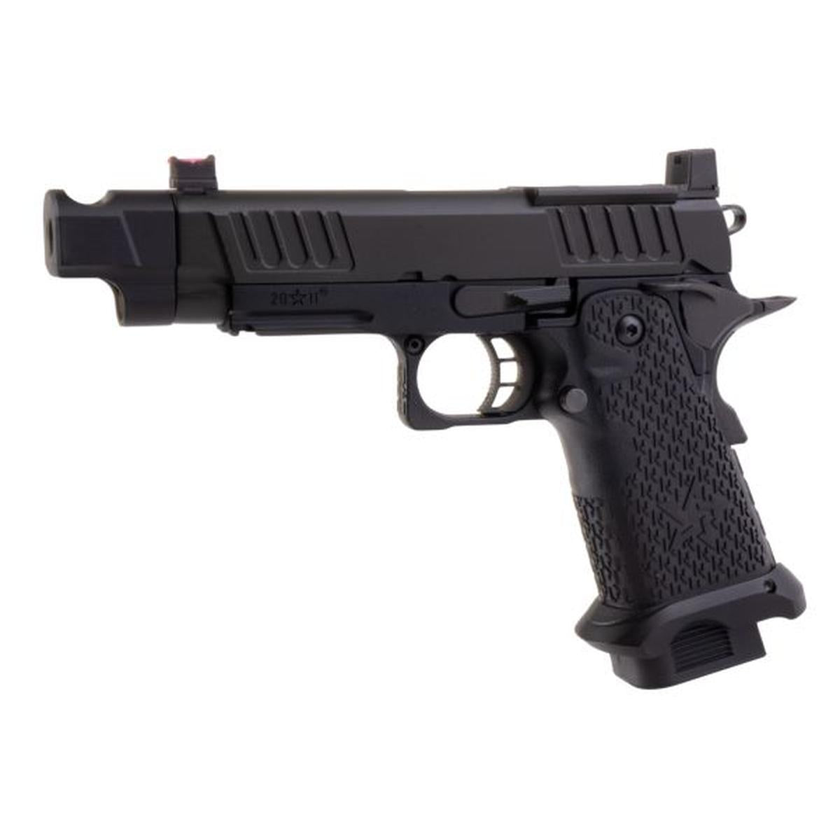 EMG 6MM プロショップ スタッカート C2 2011 コンペンセイター付きガスエアソフトピストル - BK (R612-4) (ARMY X T8 アップグレード)-AIRSOFT GOGO エアガン・サバゲー用品通販