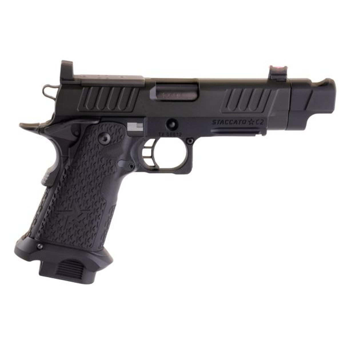 EMG 6MM プロショップ スタッカート C2 2011 コンペンセイター付きガスエアソフトピストル - BK (R612-4) (ARMY X T8 アップグレード)-AIRSOFT GOGO エアガン・サバゲー用品通販