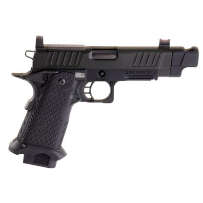 EMG 6MM プロショップ スタッカート C2 2011 コンペンセイター付きガスエアソフトピストル - BK (R612-4) (ARMY X T8 アップグレード)-AIRSOFT GOGO エアガン・サバゲー用品通販