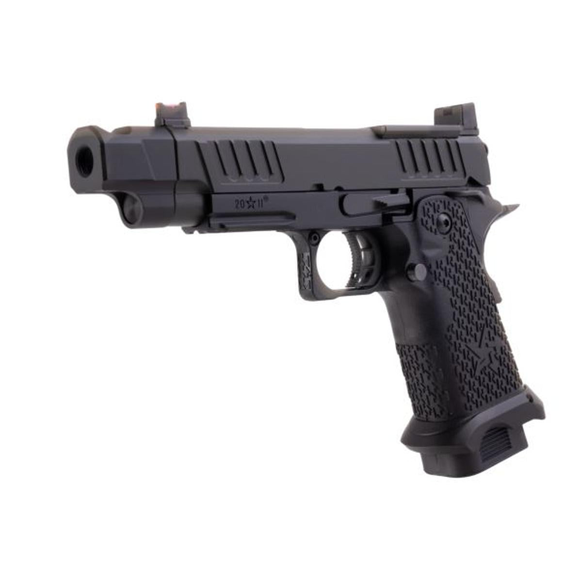 EMG 6MM プロショップ スタッカート C2 2011 コンペンセイター付きガスエアソフトピストル - BK (R612-4) (ARMY X T8 アップグレード)-AIRSOFT GOGO エアガン・サバゲー用品通販