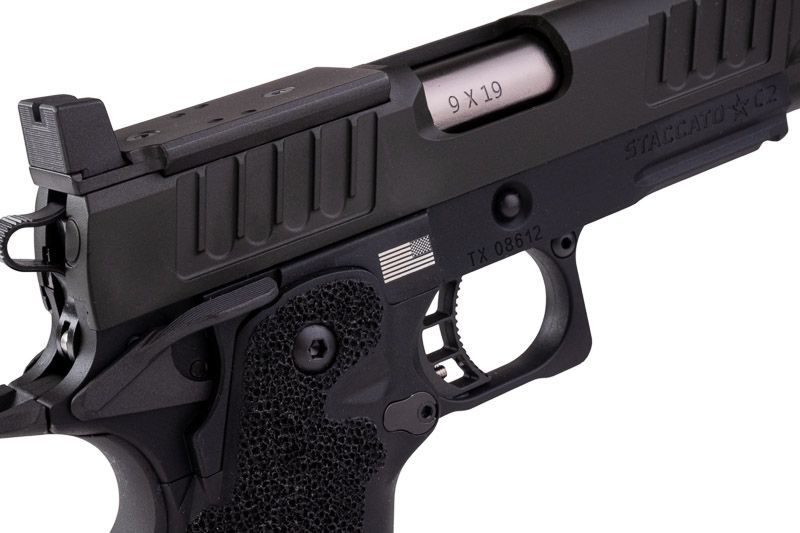 EMG 6mm プロショップ スタッカート C2、Comp SOC GBB ピストル、ハンドメイド スティップリング グリップ付き - BK (Army Armament 製)-AIRSOFT GOGO エアガン・サバゲー用品通販