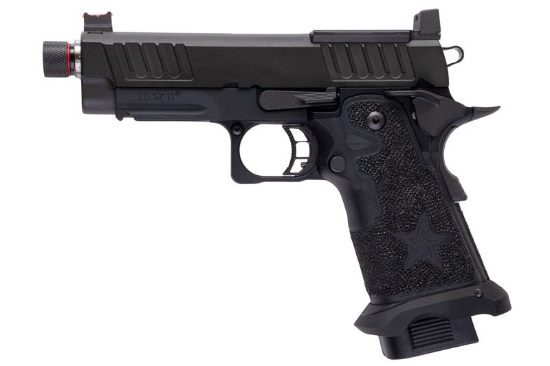 EMG 6mm プロショップ スタッカート C2 GBB エアソフト ピストル、ハンドメイド スティップリング グリップ付き - BK (Army Armament 製)-AIRSOFT GOGO エアガン・サバゲー用品通販