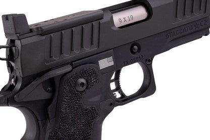 EMG 6mm プロショップ スタッカート C2 GBB エアソフト ピストル、ハンドメイド スティップリング グリップ付き - BK (Army Armament 製)-AIRSOFT GOGO エアガン・サバゲー用品通販