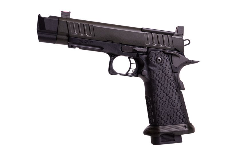 EMG 6MM プロショップ スタッカート P 2011 コンペンセイター付きガスエアソフトピストル - BK (R611-2) (ARMY ARMAMENT 製)-AIRSOFT GOGO エアガン・サバゲー用品通販