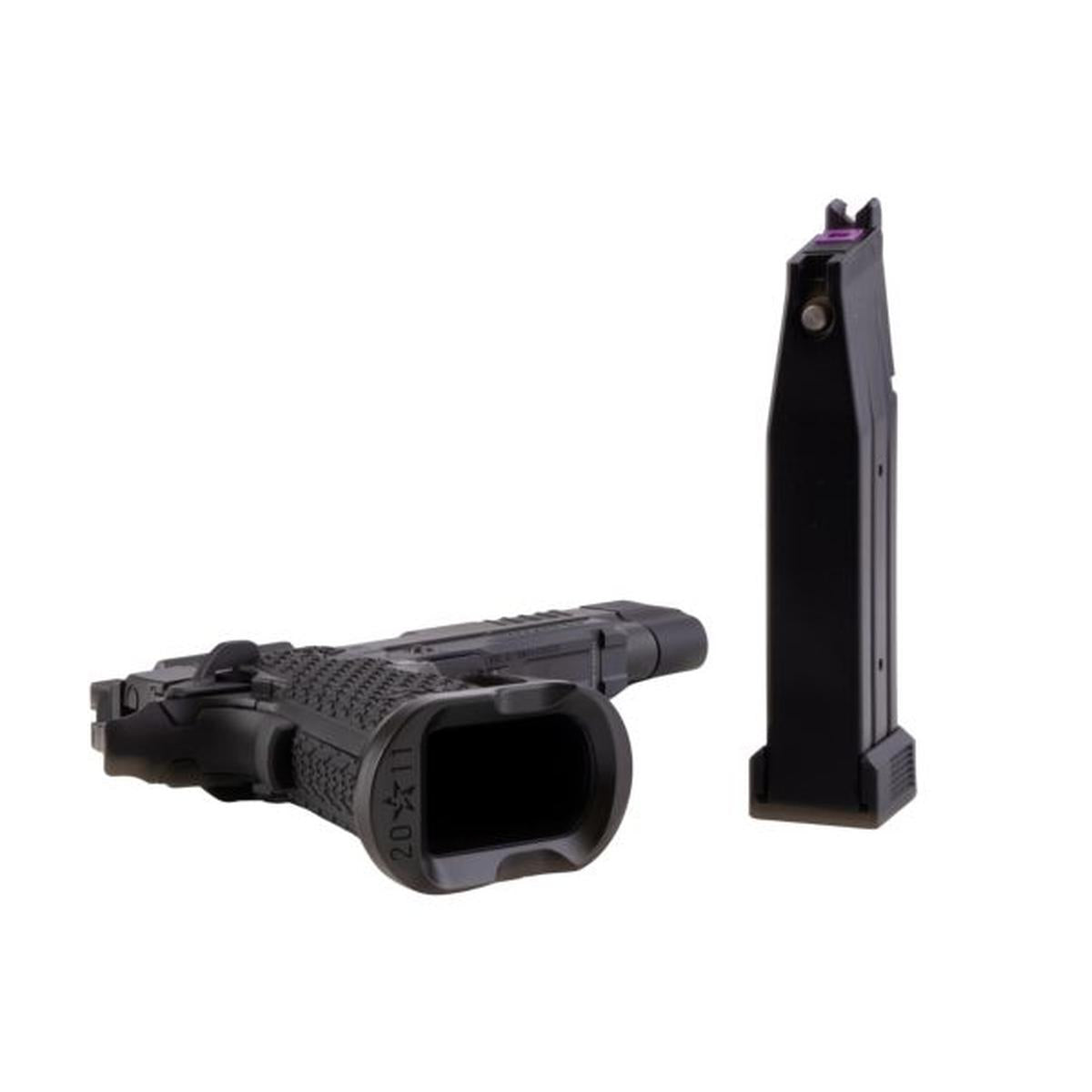 EMG 6MM プロショップ スタッカート P 2011 コンペンセイター付きガスエアソフトピストル - BK (R611-2) (ARMY X T8 アップグレード)-AIRSOFT GOGO エアガン・サバゲー用品通販