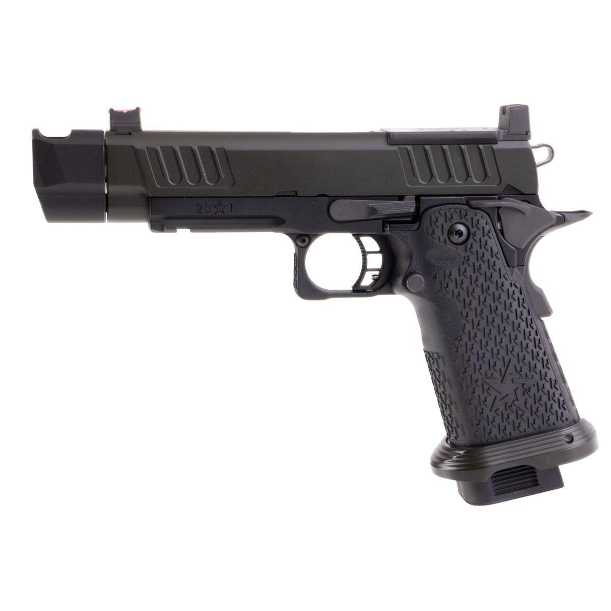 EMG 6MM プロショップ スタッカート P 2011 コンペンセイター付きガスエアソフトピストル - BK (R611-2) (ARMY X T8 アップグレード)-AIRSOFT GOGO エアガン・サバゲー用品通販